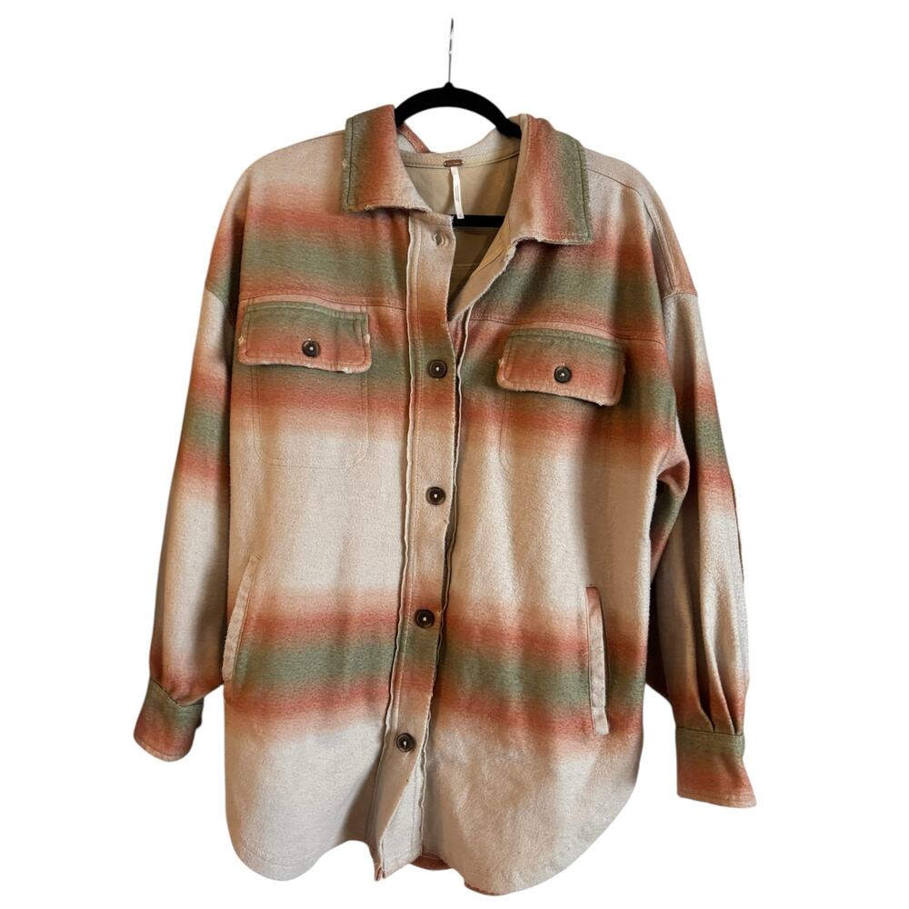 Free People Printed Ruby Oversized Fleece Jacket Shacket Mazipan Size Small